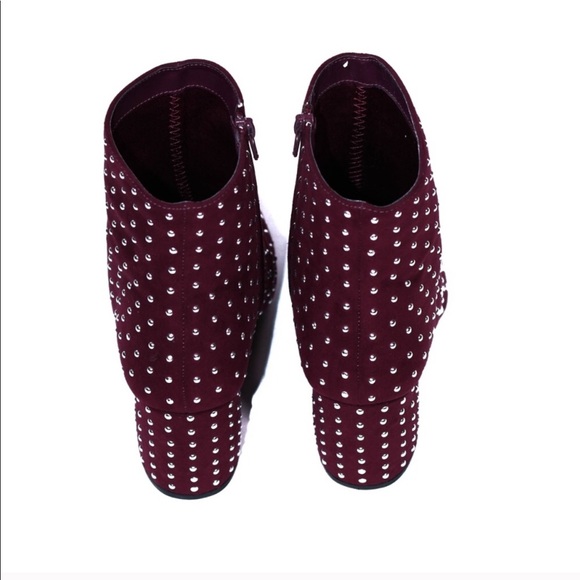 ๐คฉSALE Burgundy Studded Booties Pointed Toe Ankle - Picture 3 of 4